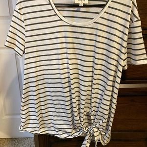 Umgee striped tie front shirt